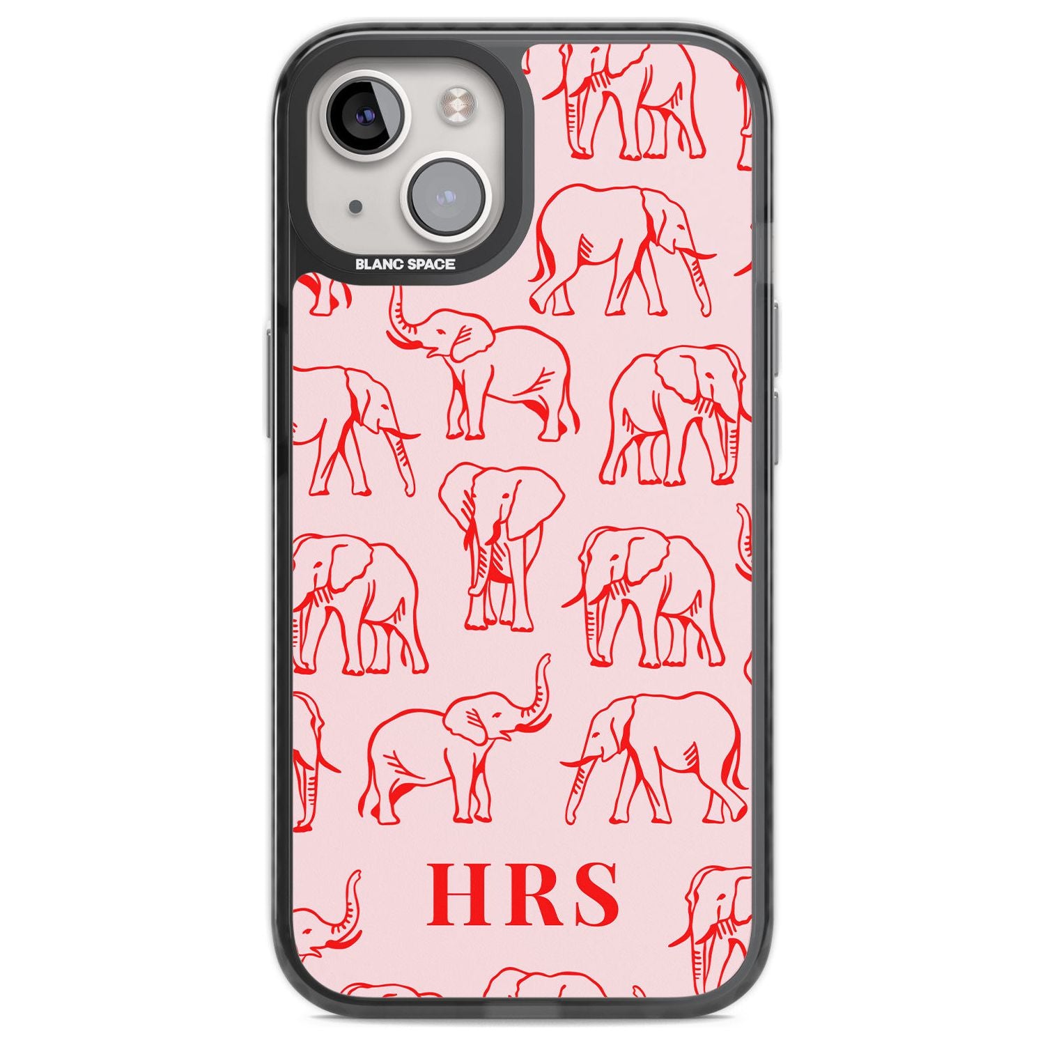 Personalised Red Elephant Outlines on Pink Custom Phone Case iPhone 12 / Black Impact Case,iPhone 13 / Black Impact Case,iPhone 12 Pro / Black Impact Case,iPhone 14 / Black Impact Case,iPhone 15 Plus / Black Impact Case,iPhone 15 / Black Impact Case Blanc Space
