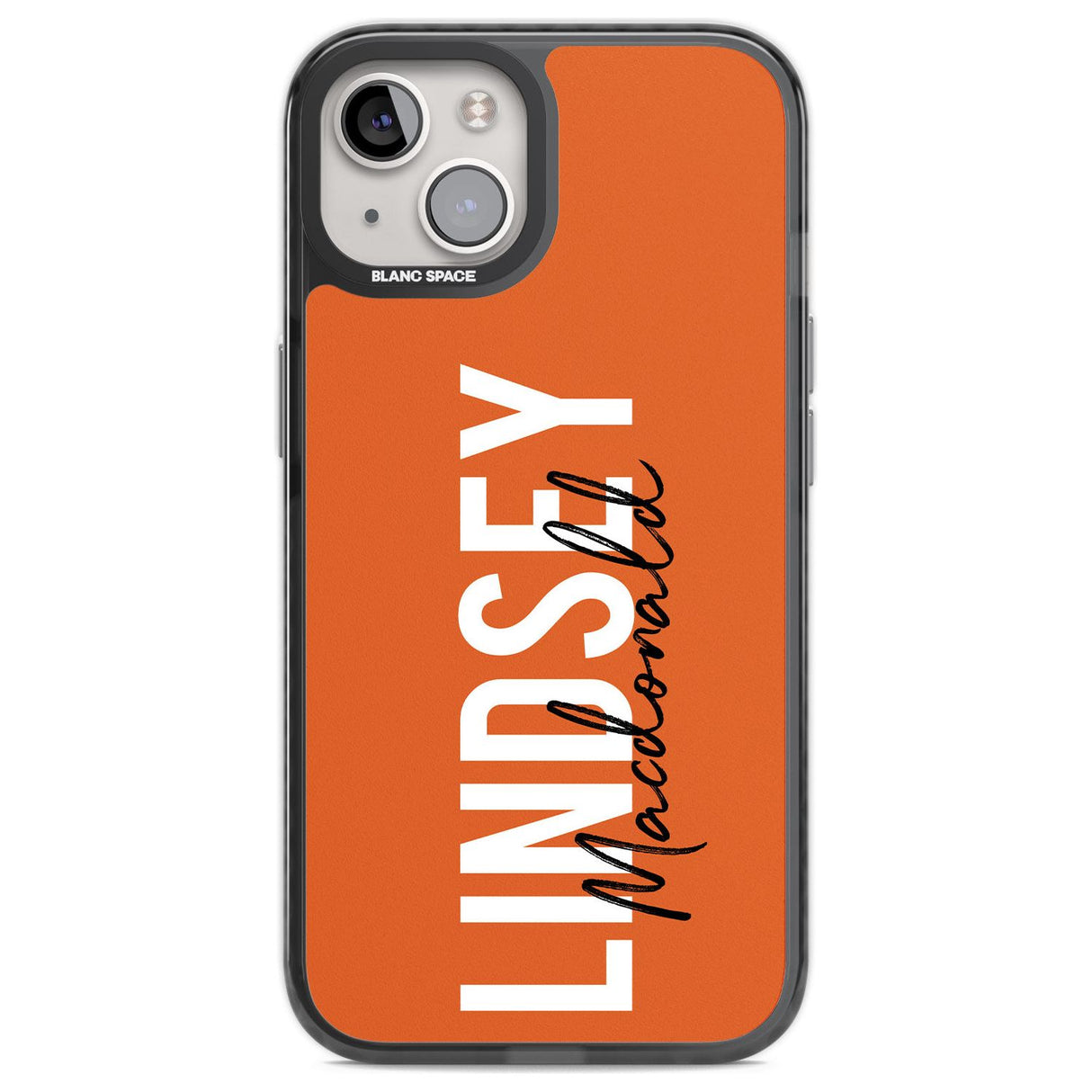 Personalised Bold Name: Orange Custom Phone Case iPhone 12 / Black Impact Case,iPhone 13 / Black Impact Case,iPhone 12 Pro / Black Impact Case,iPhone 14 / Black Impact Case,iPhone 15 Plus / Black Impact Case,iPhone 15 / Black Impact Case Blanc Space