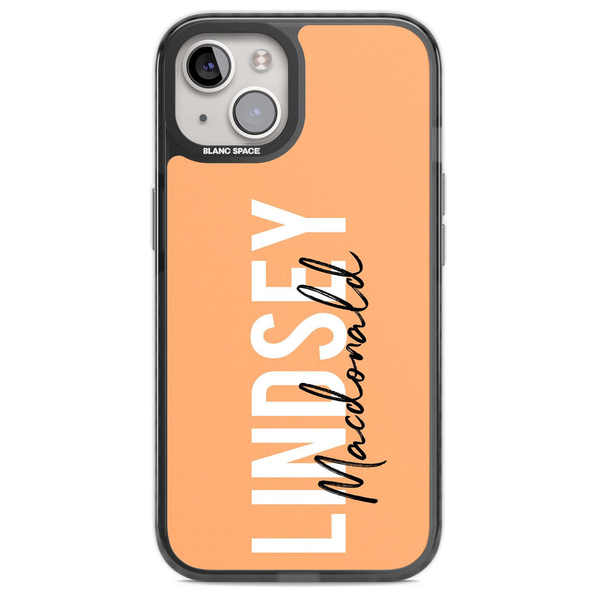 Personalised Bold Name: Peach Custom Phone Case iPhone 12 / Black Impact Case,iPhone 13 / Black Impact Case,iPhone 12 Pro / Black Impact Case,iPhone 14 / Black Impact Case,iPhone 15 Plus / Black Impact Case,iPhone 15 / Black Impact Case Blanc Space