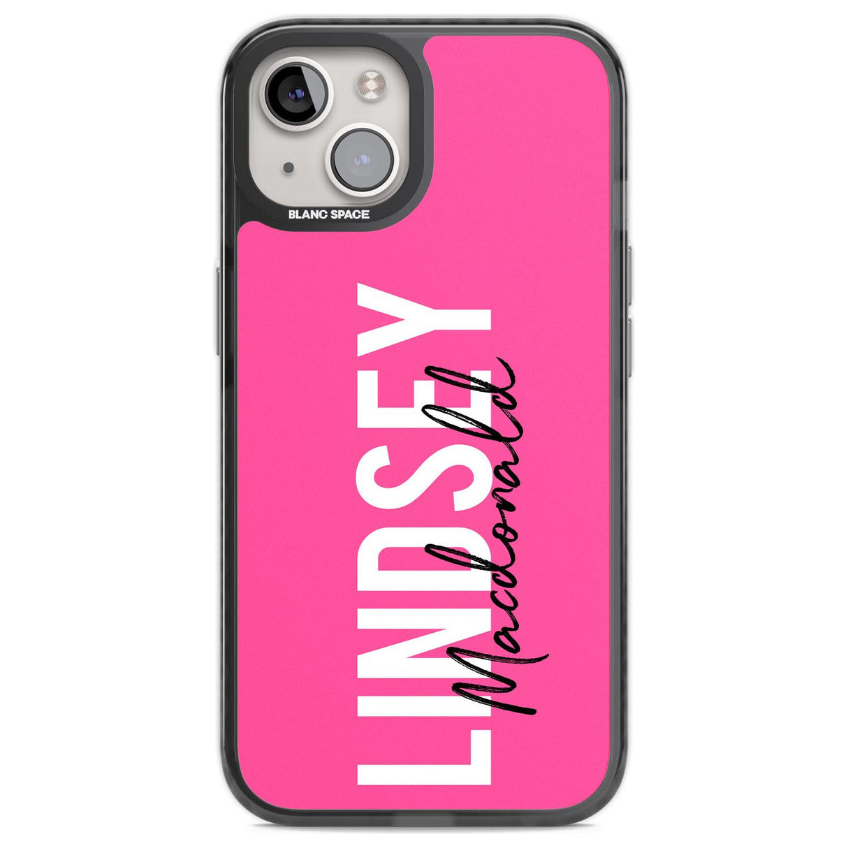 Personalised Bold Name: Pink Custom Phone Case iPhone 12 / Black Impact Case,iPhone 13 / Black Impact Case,iPhone 12 Pro / Black Impact Case,iPhone 14 / Black Impact Case,iPhone 15 Plus / Black Impact Case,iPhone 15 / Black Impact Case Blanc Space