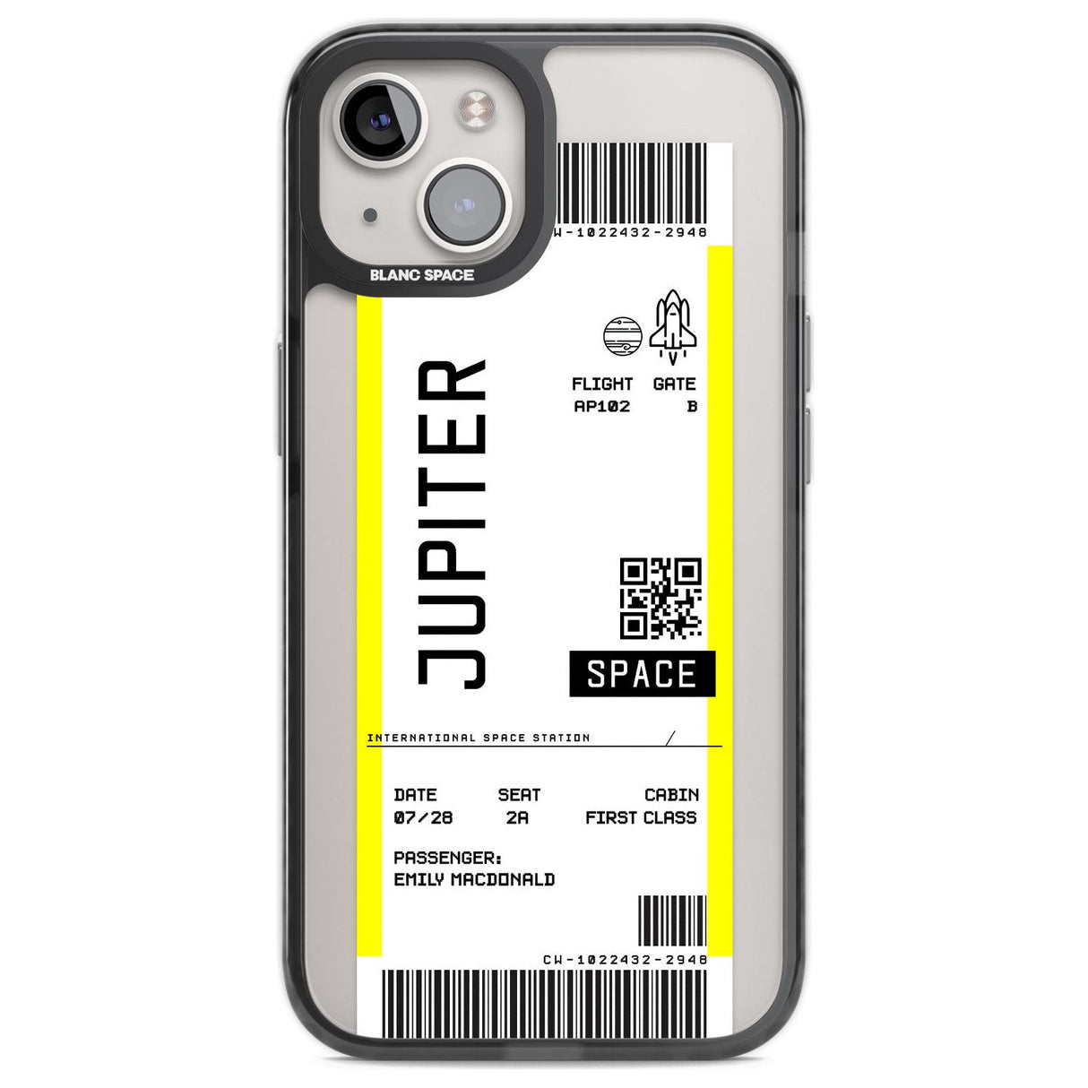 Personalised Jupiter Travel Ticket Custom Phone Case iPhone 12 / Black Impact Case,iPhone 13 / Black Impact Case,iPhone 12 Pro / Black Impact Case,iPhone 14 / Black Impact Case,iPhone 15 Plus / Black Impact Case,iPhone 15 / Black Impact Case Blanc Space