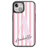 Personalised Pink Stripes & Large Monogram Custom Phone Case iPhone 12 / Black Impact Case,iPhone 13 / Black Impact Case,iPhone 12 Pro / Black Impact Case,iPhone 14 / Black Impact Case,iPhone 15 Plus / Black Impact Case,iPhone 15 / Black Impact Case Blanc Space