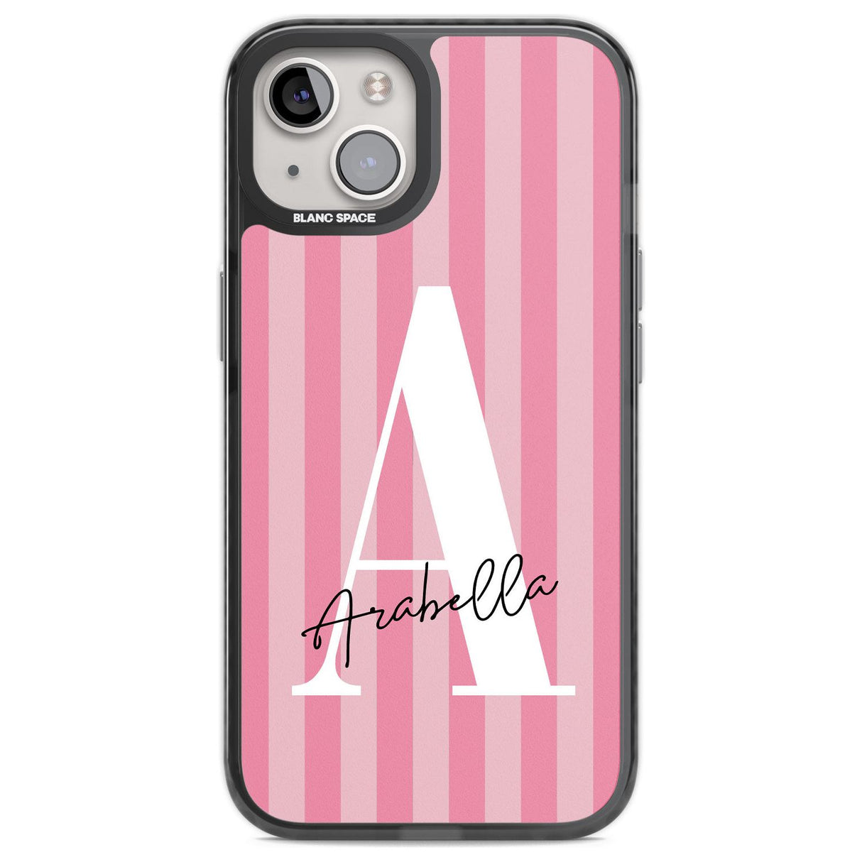 Personalised Pink on Pink Stripes Custom Phone Case iPhone 12 / Black Impact Case,iPhone 13 / Black Impact Case,iPhone 12 Pro / Black Impact Case,iPhone 14 / Black Impact Case,iPhone 15 Plus / Black Impact Case,iPhone 15 / Black Impact Case Blanc Space