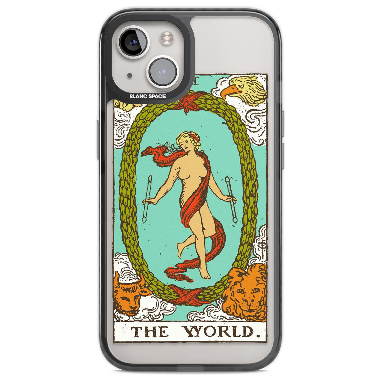 Personalised The World Tarot Card - Colour Custom Phone Case iPhone 12 / Black Impact Case,iPhone 13 / Black Impact Case,iPhone 12 Pro / Black Impact Case,iPhone 14 / Black Impact Case,iPhone 15 Plus / Black Impact Case,iPhone 15 / Black Impact Case Blanc Space