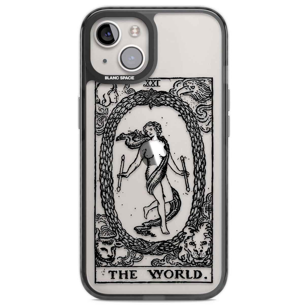 Personalised The World Tarot Card - Transparent Custom Phone Case iPhone 12 / Black Impact Case,iPhone 13 / Black Impact Case,iPhone 12 Pro / Black Impact Case,iPhone 14 / Black Impact Case,iPhone 15 Plus / Black Impact Case,iPhone 15 / Black Impact Case Blanc Space