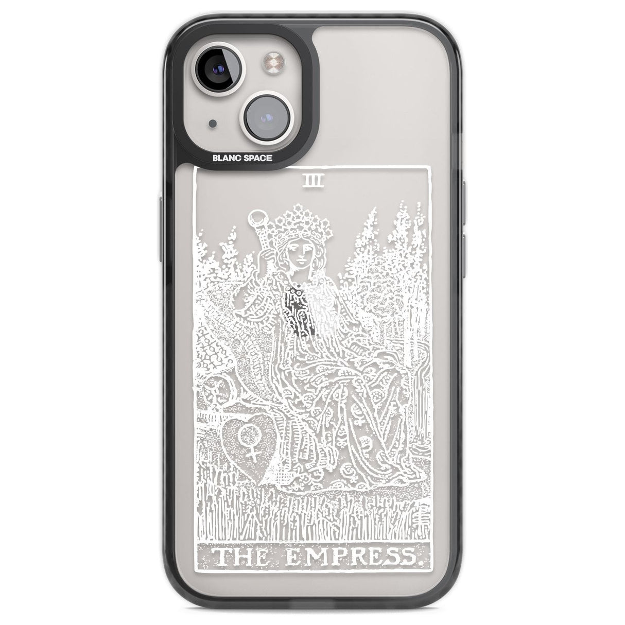 Personalised The Empress Tarot Card - White Transparent Custom Phone Case iPhone 12 / Black Impact Case,iPhone 13 / Black Impact Case,iPhone 12 Pro / Black Impact Case,iPhone 14 / Black Impact Case,iPhone 15 Plus / Black Impact Case,iPhone 15 / Black Impact Case Blanc Space