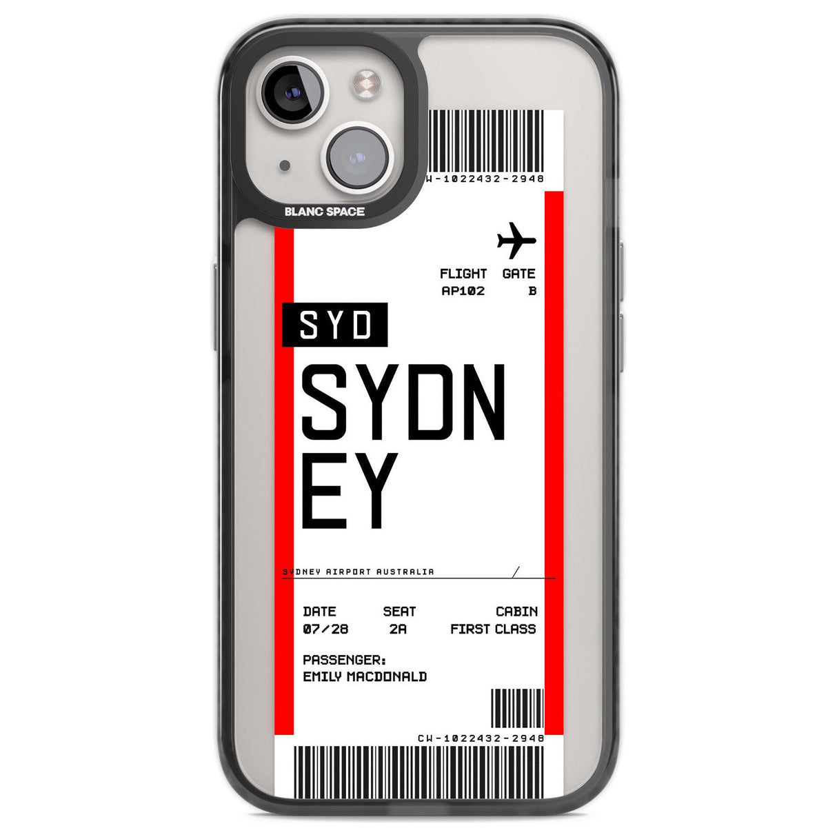 Personalised Sydney Boarding Pass Custom Phone Case iPhone 12 / Black Impact Case,iPhone 13 / Black Impact Case,iPhone 12 Pro / Black Impact Case,iPhone 14 / Black Impact Case,iPhone 15 Plus / Black Impact Case,iPhone 15 / Black Impact Case Blanc Space