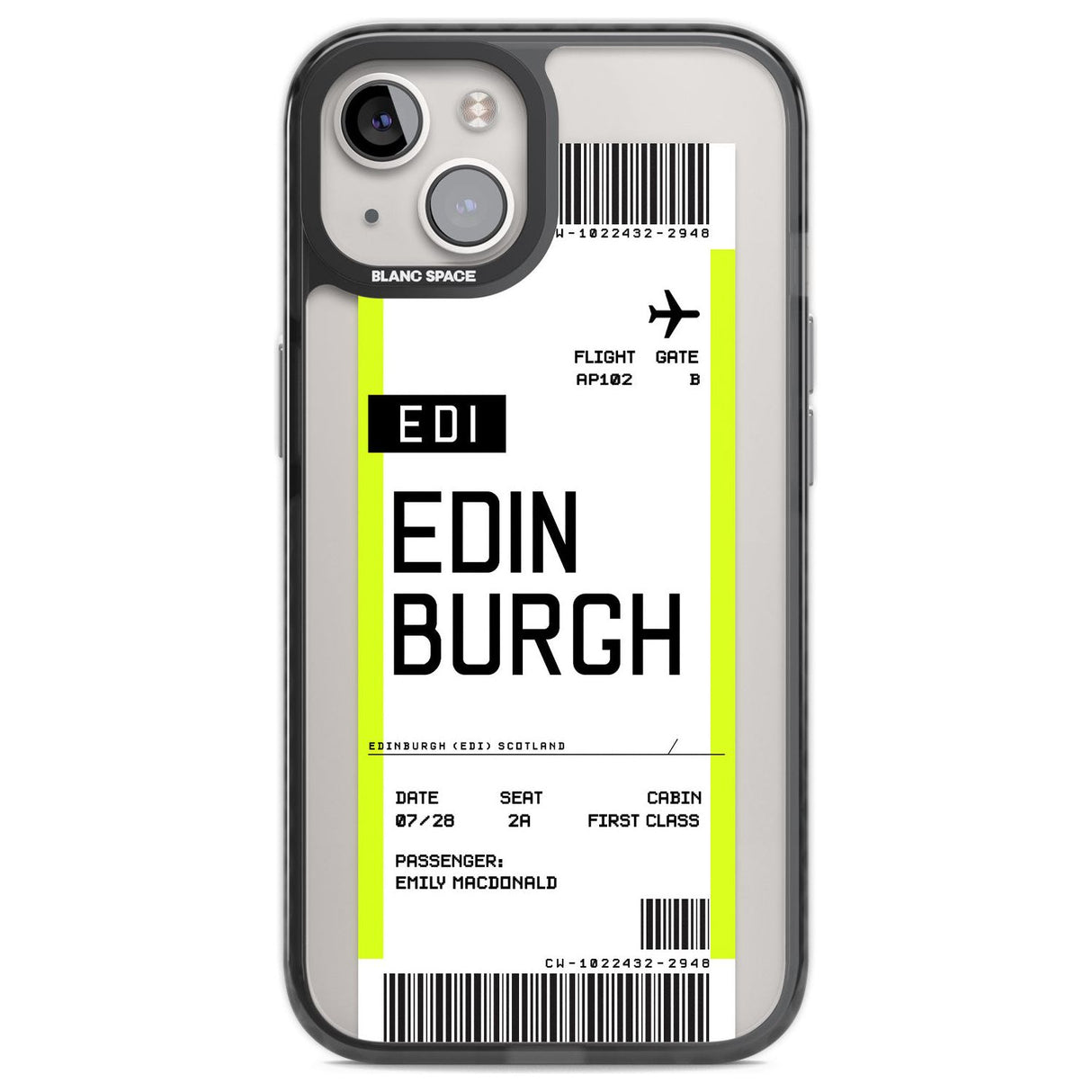 Personalised Edinburgh Boarding Pass Custom Phone Case iPhone 12 / Black Impact Case,iPhone 13 / Black Impact Case,iPhone 12 Pro / Black Impact Case,iPhone 14 / Black Impact Case,iPhone 15 Plus / Black Impact Case,iPhone 15 / Black Impact Case Blanc Space