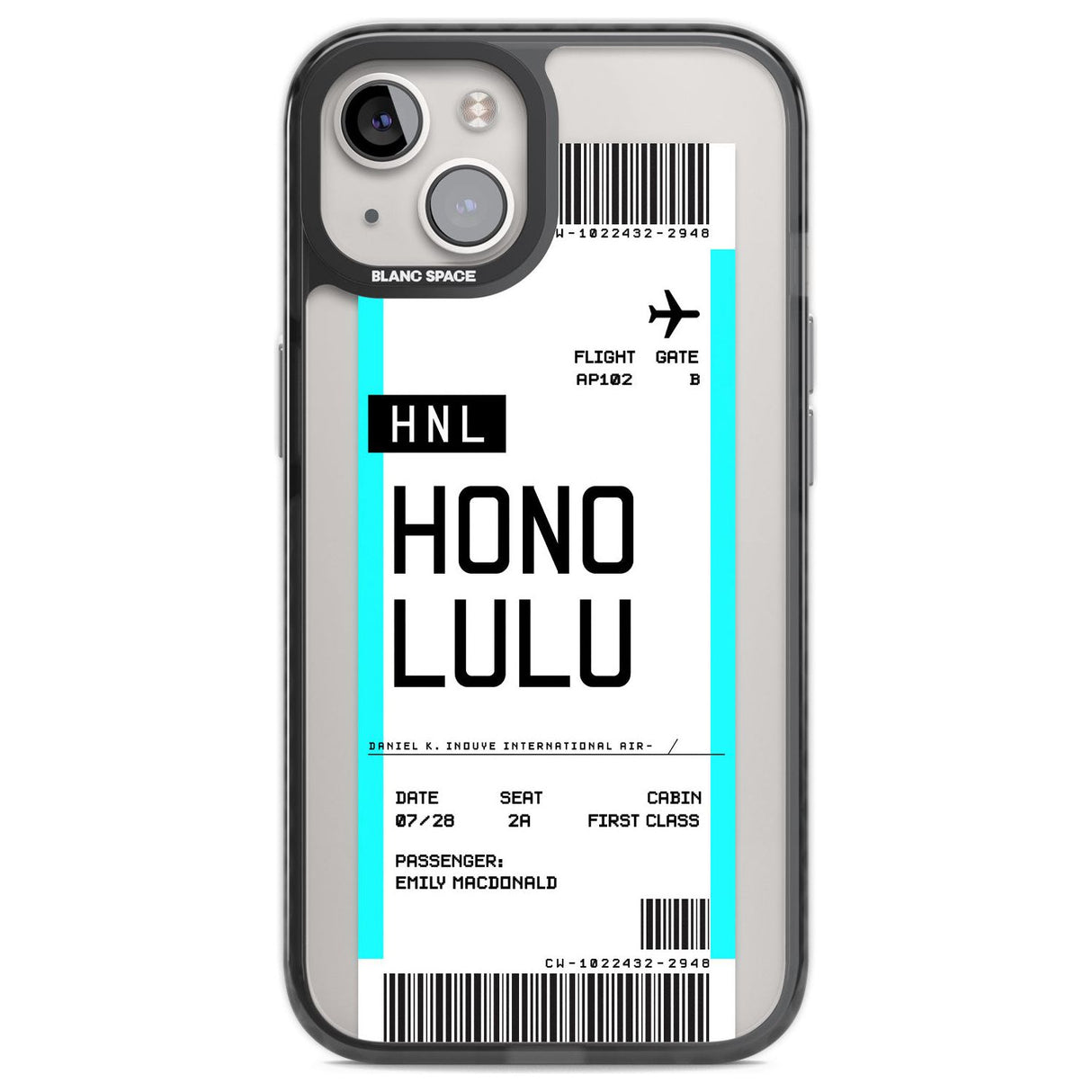 Personalised Honolulu Boarding Pass Custom Phone Case iPhone 12 / Black Impact Case,iPhone 13 / Black Impact Case,iPhone 12 Pro / Black Impact Case,iPhone 14 / Black Impact Case,iPhone 15 Plus / Black Impact Case,iPhone 15 / Black Impact Case Blanc Space