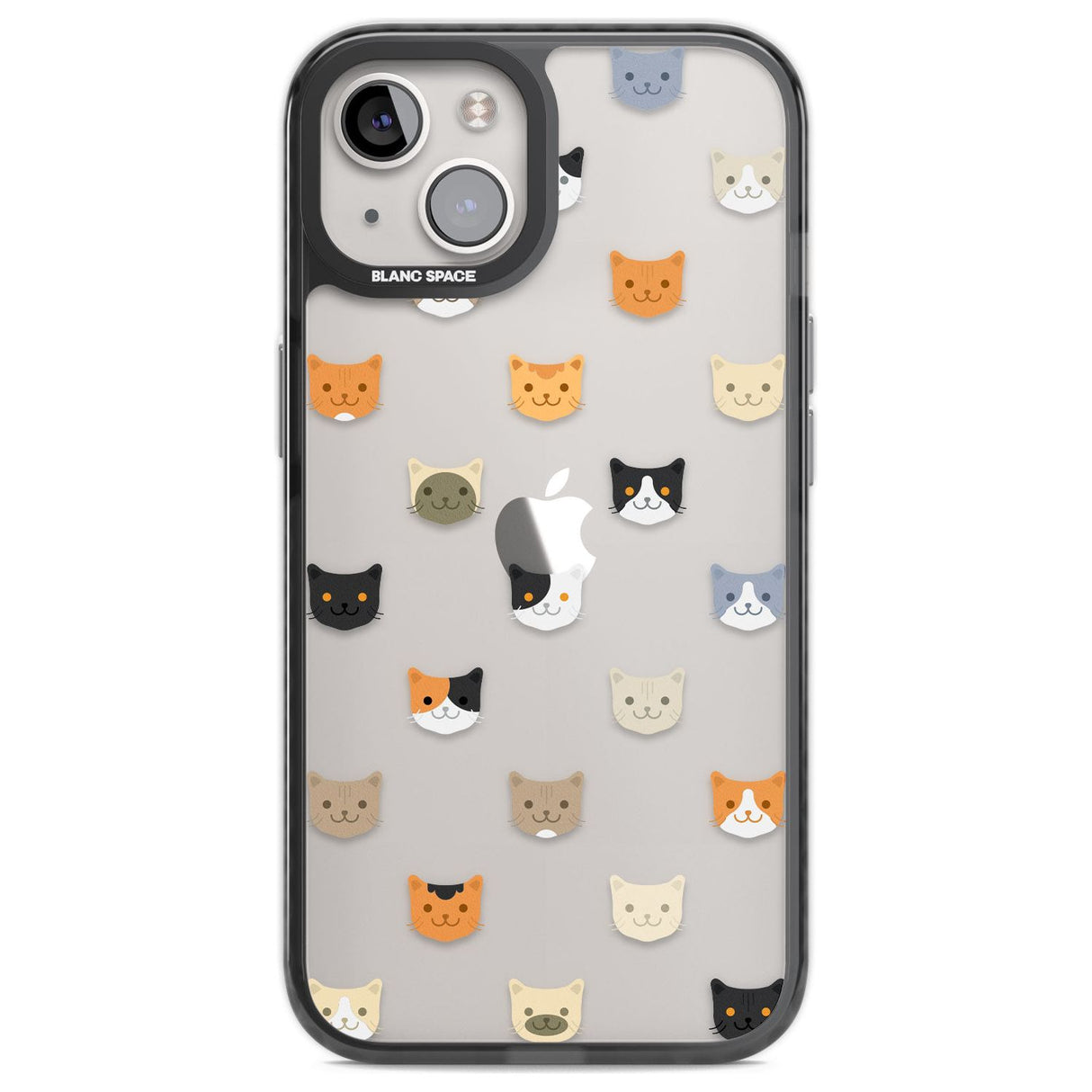 Cute Cat Face Transparent Phone Case iPhone 12 / Black Impact Case,iPhone 12 Pro / Black Impact Case,iPhone 13 / Black Impact Case,iPhone 14 / Black Impact Case,iPhone 15 / Black Impact Case,iPhone 15 Plus / Black Impact Case Blanc Space