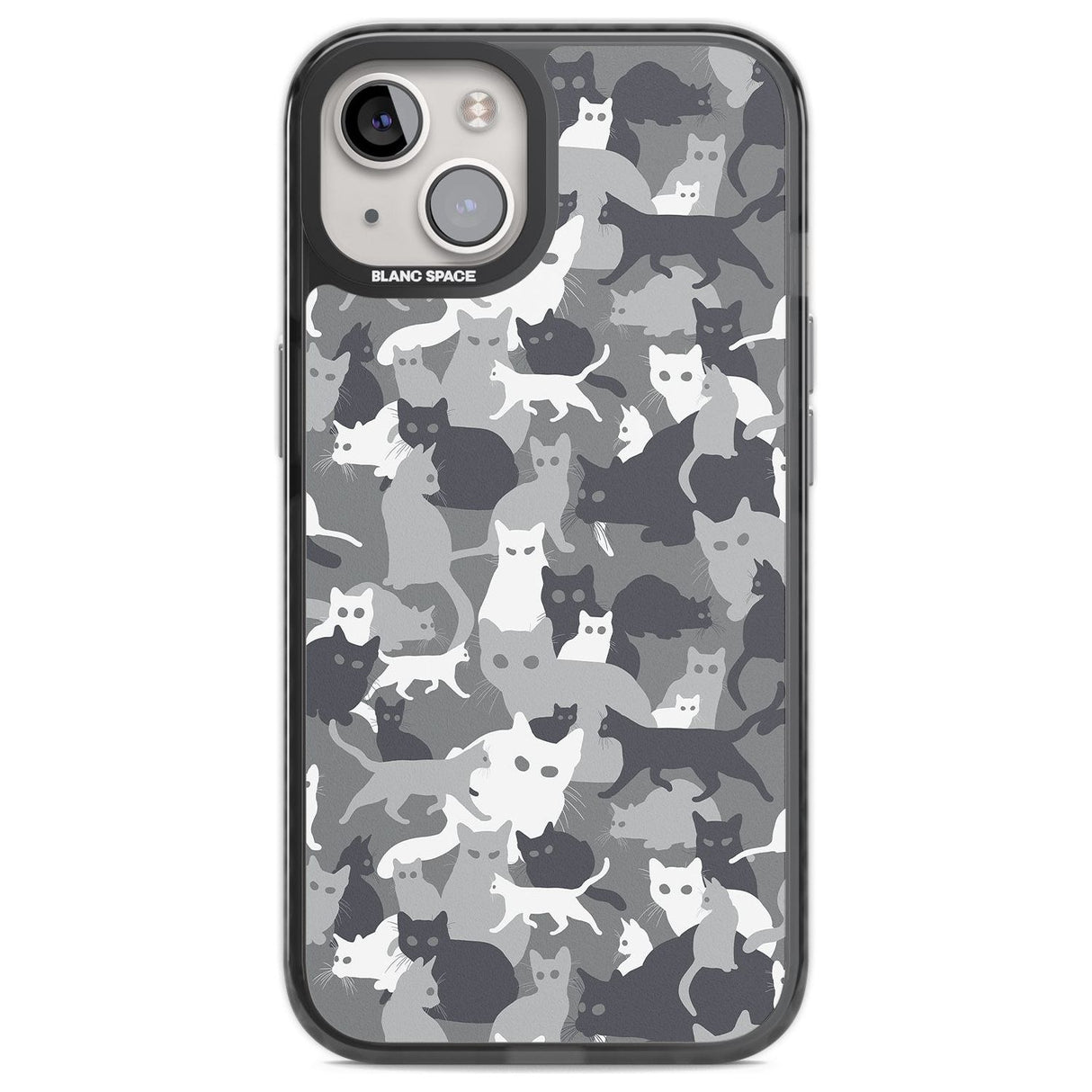 Dark Grey Cat Camouflage Pattern Phone Case iPhone 12 / Black Impact Case,iPhone 13 / Black Impact Case,iPhone 12 Pro / Black Impact Case,iPhone 14 / Black Impact Case,iPhone 15 Plus / Black Impact Case,iPhone 15 / Black Impact Case Blanc Space