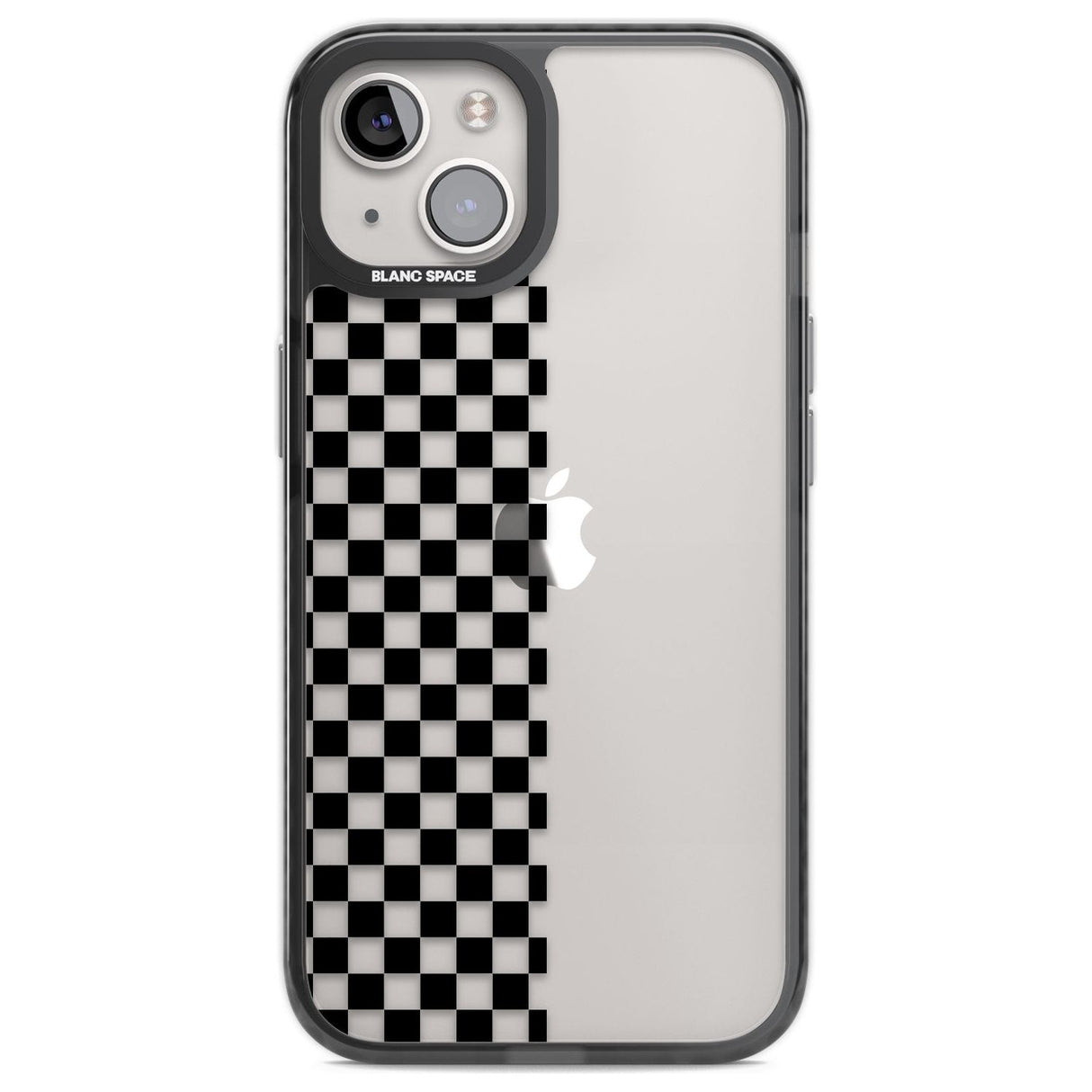 Checker: Half Black Check on Clear Phone Case iPhone 12 / Black Impact Case,iPhone 12 Pro / Black Impact Case,iPhone 13 / Black Impact Case,iPhone 14 / Black Impact Case,iPhone 15 / Black Impact Case,iPhone 15 Plus / Black Impact Case Blanc Space