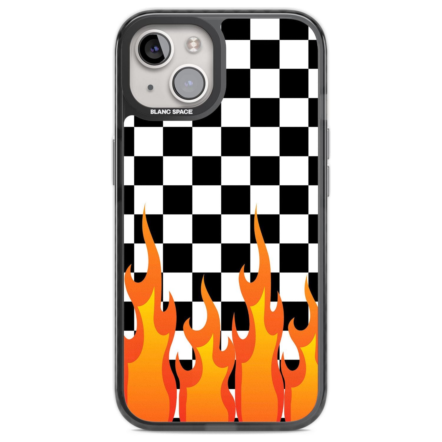 Checkered Fire Phone Case iPhone 12 / Black Impact Case,iPhone 13 / Black Impact Case,iPhone 12 Pro / Black Impact Case,iPhone 14 / Black Impact Case,iPhone 15 Plus / Black Impact Case,iPhone 15 / Black Impact Case Blanc Space