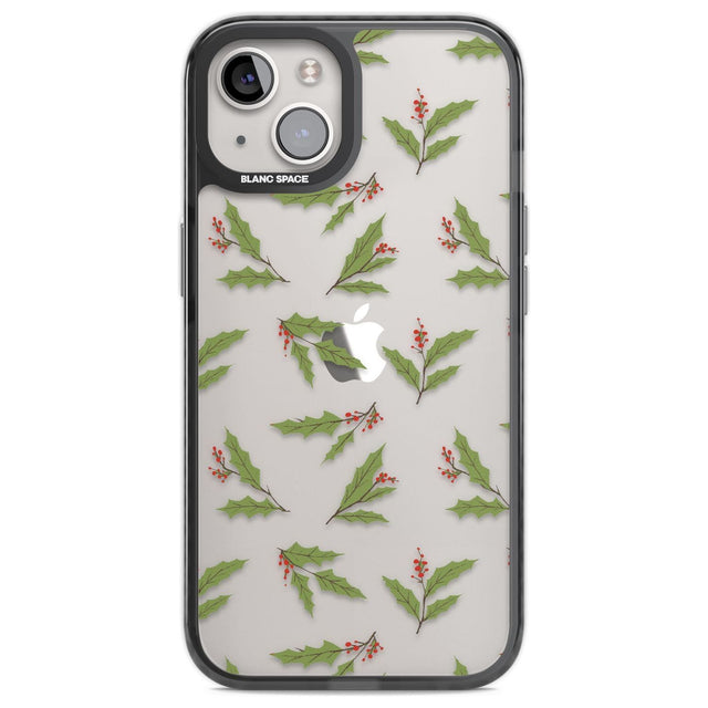 Christmas Holly Pattern Phone Case iPhone 13 / Black Impact Case,iPhone 12 Pro / Black Impact Case,iPhone 12 / Black Impact Case,iPhone 14 / Black Impact Case,iPhone 15 Plus / Black Impact Case,iPhone 15 / Black Impact Case Blanc Space