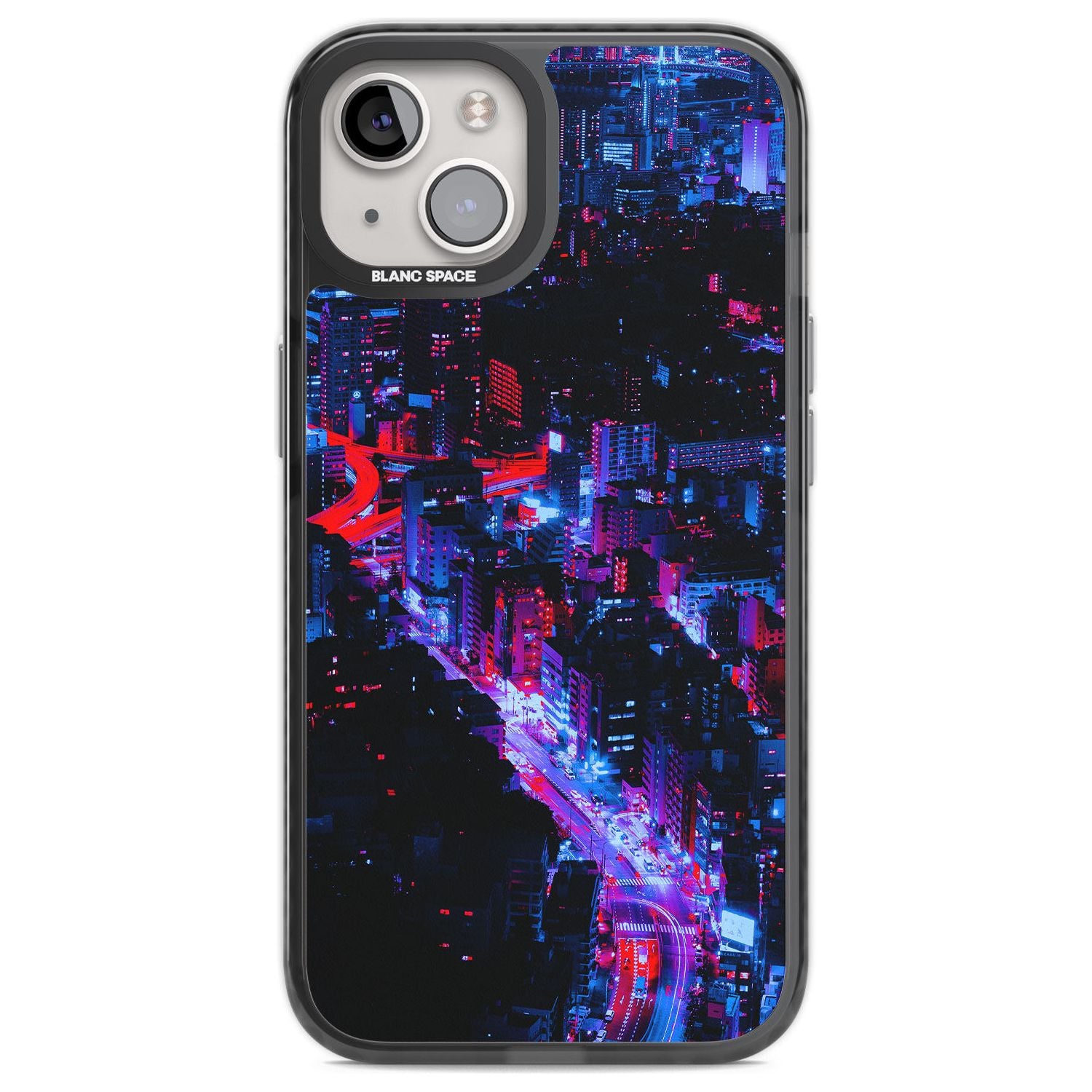 Arial City View - Neon Cities Photographs Phone Case iPhone 12 / Black Impact Case,iPhone 13 / Black Impact Case,iPhone 12 Pro / Black Impact Case,iPhone 14 / Black Impact Case,iPhone 15 Plus / Black Impact Case,iPhone 15 / Black Impact Case Blanc Space