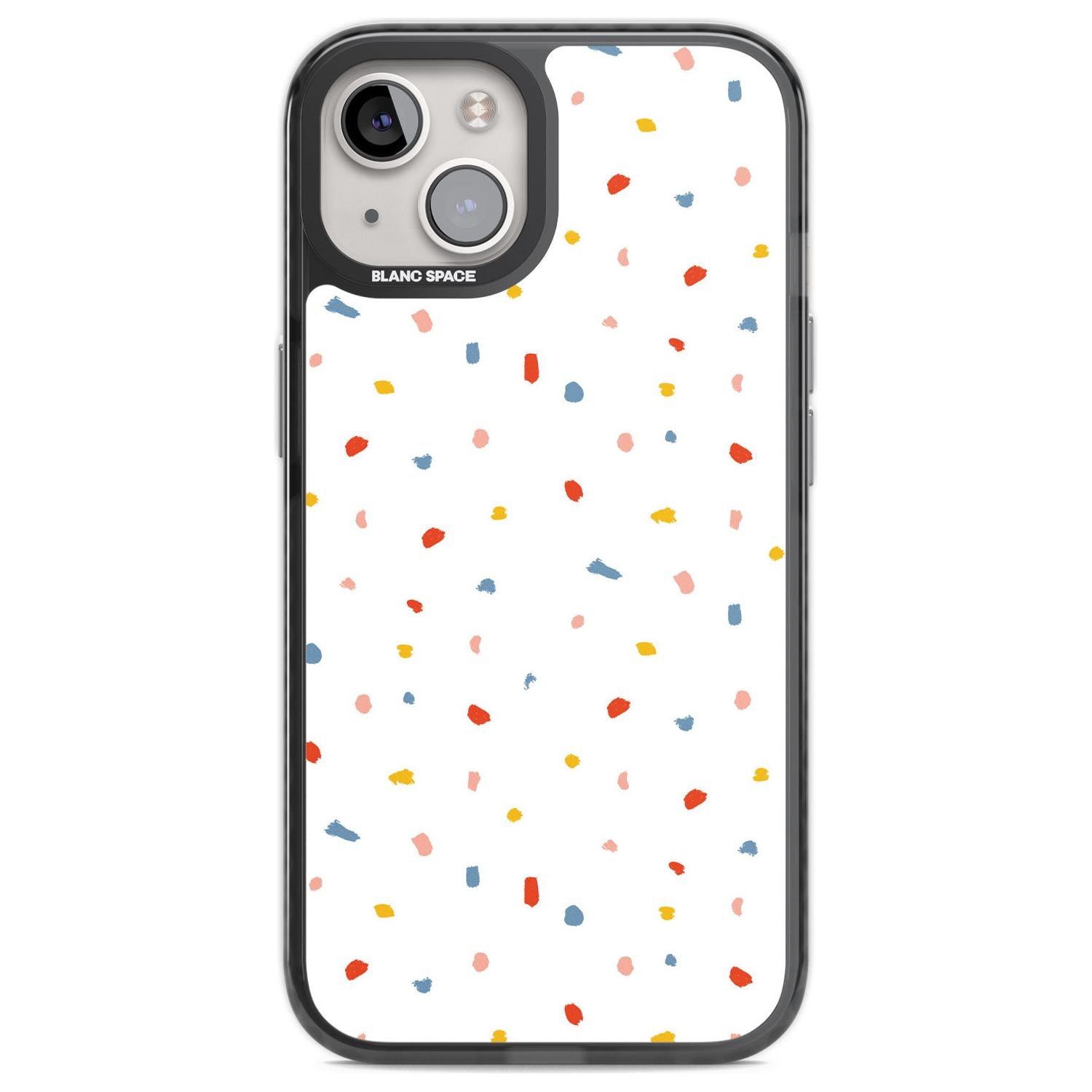 Confetti Print on Solid White Phone Case iPhone 12 / Black Impact Case,iPhone 13 / Black Impact Case,iPhone 12 Pro / Black Impact Case,iPhone 14 / Black Impact Case,iPhone 15 Plus / Black Impact Case,iPhone 15 / Black Impact Case Blanc Space