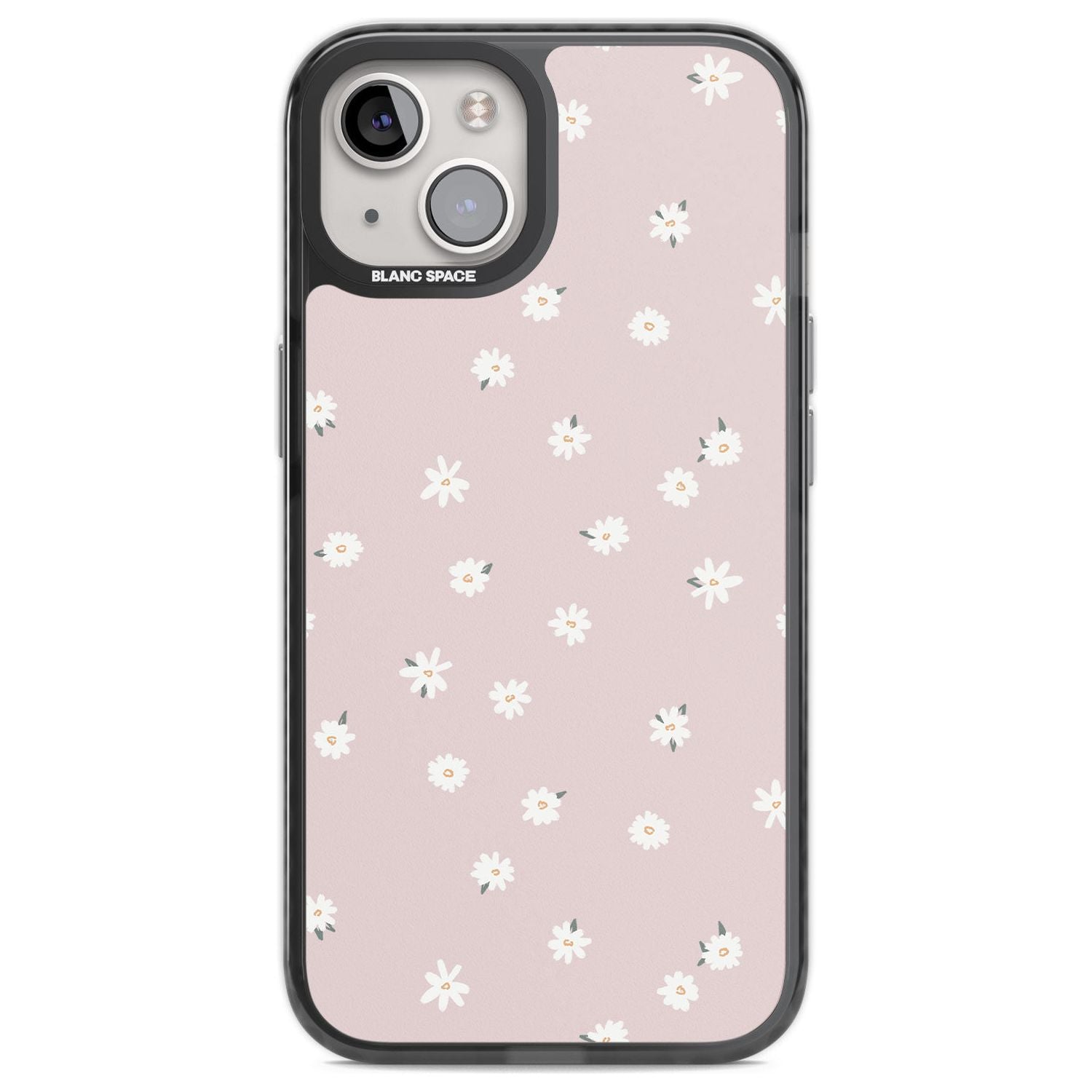 Painted Daises on Pink Phone Case iPhone 12 / Black Impact Case,iPhone 13 / Black Impact Case,iPhone 12 Pro / Black Impact Case,iPhone 14 / Black Impact Case,iPhone 15 Plus / Black Impact Case,iPhone 15 / Black Impact Case Blanc Space