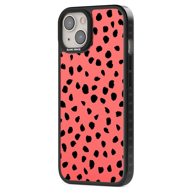 Black on Salmon Pink Dalmatian Polka Dot Spots Phone Case iPhone 15 Pro Max / Black Impact Case,iPhone 15 Plus / Black Impact Case,iPhone 15 Pro / Black Impact Case,iPhone 15 / Black Impact Case,iPhone 15 Pro Max / Impact Case,iPhone 15 Plus / Impact Case,iPhone 15 Pro / Impact Case,iPhone 15 / Impact Case,iPhone 15 Pro Max / Magsafe Black Impact Case,iPhone 15 Plus / Magsafe Black Impact Case,iPhone 15 Pro / Magsafe Black Impact Case,iPhone 15 / Magsafe Black Impact Case,iPhone 14 Pro Max / Black Impact Ca