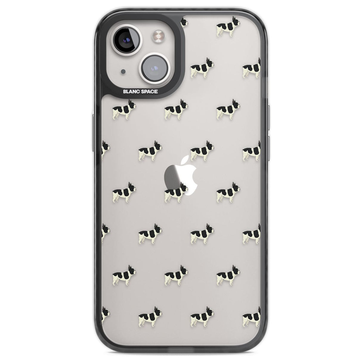 French Bulldog Dog Pattern Clear Phone Case iPhone 12 / Black Impact Case,iPhone 13 / Black Impact Case,iPhone 12 Pro / Black Impact Case,iPhone 14 / Black Impact Case,iPhone 15 Plus / Black Impact Case,iPhone 15 / Black Impact Case Blanc Space