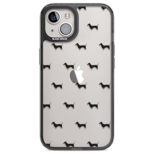 Dachshund Dog Pattern Clear Phone Case iPhone 12 / Black Impact Case,iPhone 13 / Black Impact Case,iPhone 12 Pro / Black Impact Case,iPhone 14 / Black Impact Case,iPhone 15 Plus / Black Impact Case,iPhone 15 / Black Impact Case Blanc Space