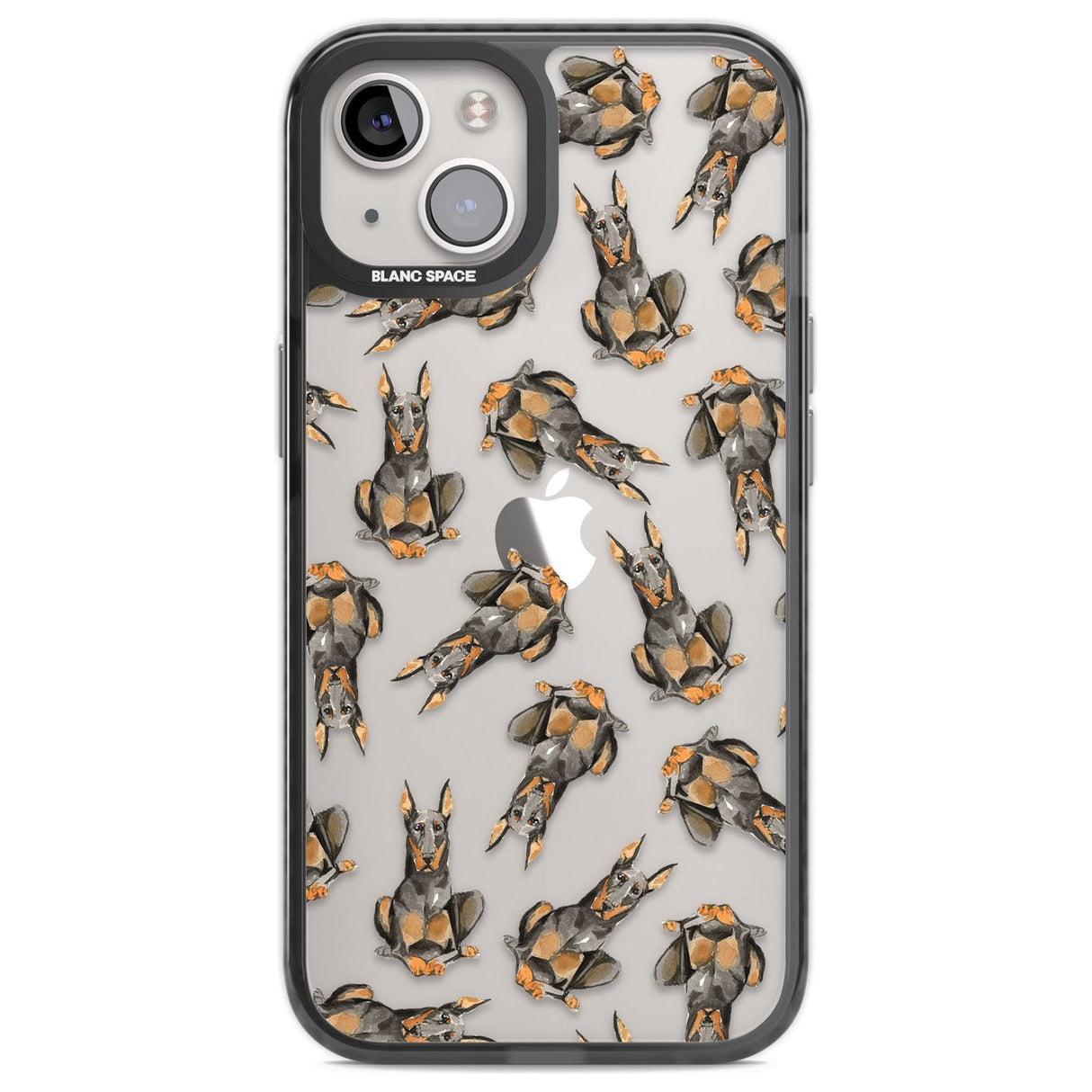 Doberman Watercolour Dog Pattern Phone Case iPhone 12 / Black Impact Case,iPhone 13 / Black Impact Case,iPhone 12 Pro / Black Impact Case,iPhone 14 / Black Impact Case,iPhone 15 Plus / Black Impact Case,iPhone 15 / Black Impact Case Blanc Space