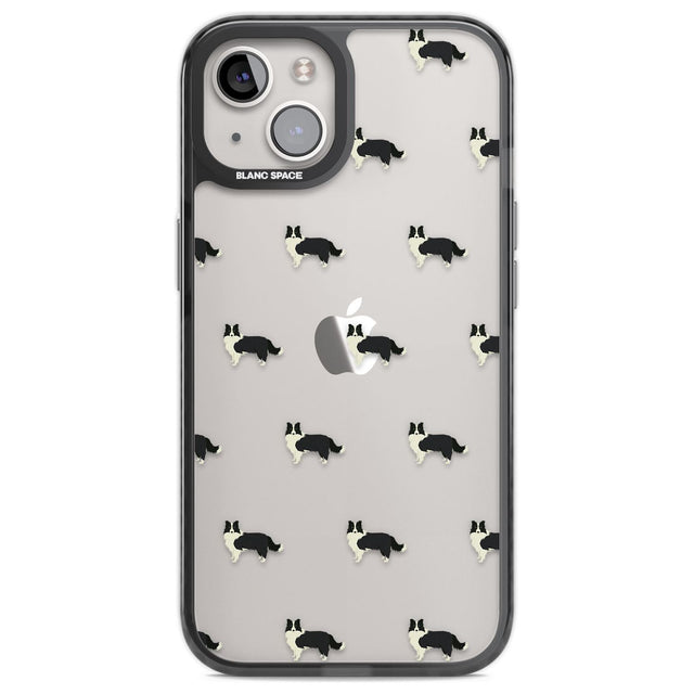 Border Collie Dog Pattern Clear Phone Case iPhone 12 / Black Impact Case,iPhone 13 / Black Impact Case,iPhone 12 Pro / Black Impact Case,iPhone 14 / Black Impact Case,iPhone 15 Plus / Black Impact Case,iPhone 15 / Black Impact Case Blanc Space