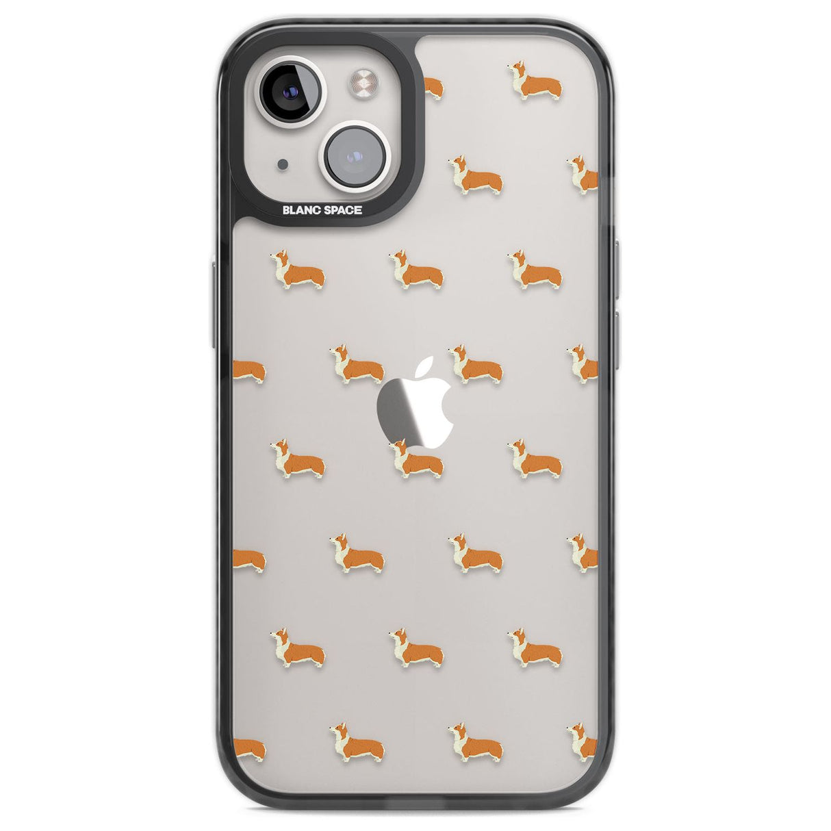 Pembroke Welsh Corgi Dog Pattern Clear Phone Case iPhone 12 / Black Impact Case,iPhone 13 / Black Impact Case,iPhone 12 Pro / Black Impact Case,iPhone 14 / Black Impact Case,iPhone 15 Plus / Black Impact Case,iPhone 15 / Black Impact Case Blanc Space