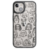 Girl Portrait Doodles Phone Case iPhone 12 / Black Impact Case,iPhone 13 / Black Impact Case,iPhone 12 Pro / Black Impact Case,iPhone 14 / Black Impact Case,iPhone 15 Plus / Black Impact Case,iPhone 15 / Black Impact Case Blanc Space