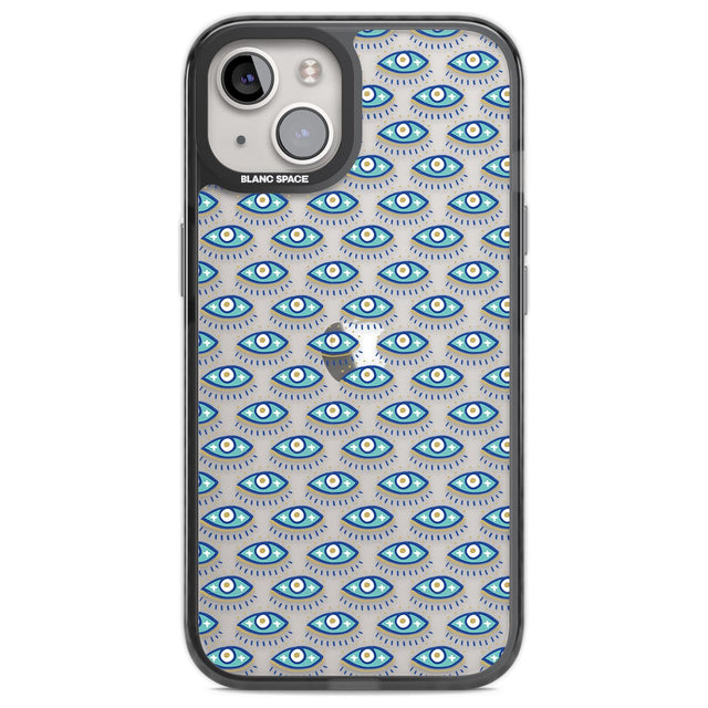 Eyes & Crosses (Clear) Psychedelic Eyes Pattern Phone Case iPhone 12 / Black Impact Case,iPhone 13 / Black Impact Case,iPhone 12 Pro / Black Impact Case,iPhone 14 / Black Impact Case,iPhone 15 Plus / Black Impact Case,iPhone 15 / Black Impact Case Blanc Space