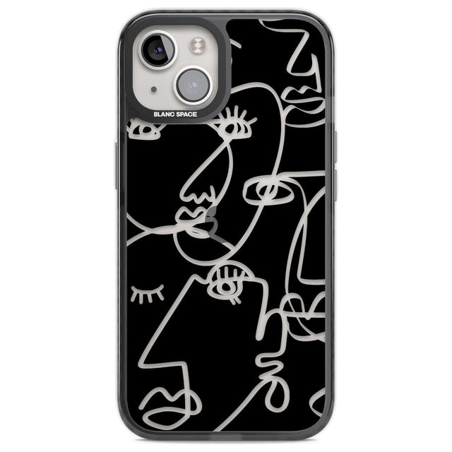 Abstract Continuous Line Faces Clear on Black Phone Case iPhone 12 / Black Impact Case,iPhone 13 / Black Impact Case,iPhone 12 Pro / Black Impact Case,iPhone 14 / Black Impact Case,iPhone 15 Plus / Black Impact Case,iPhone 15 / Black Impact Case Blanc Space