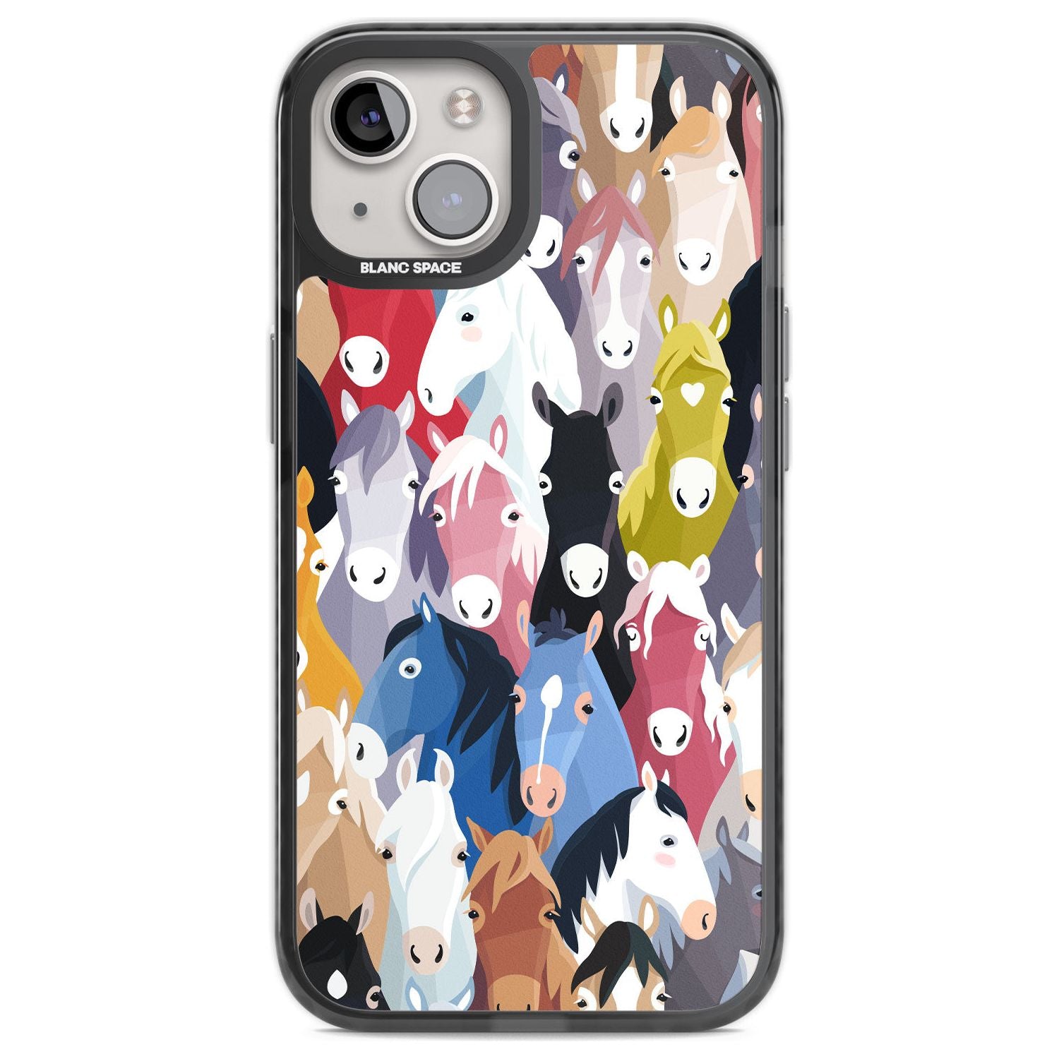 Colourful Horse Pattern Phone Case iPhone 13 / Black Impact Case,iPhone 12 Pro / Black Impact Case,iPhone 12 / Black Impact Case,iPhone 14 / Black Impact Case,iPhone 15 Plus / Black Impact Case,iPhone 15 / Black Impact Case Blanc Space