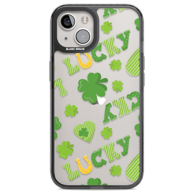 Lucky Irish Clover Phone Case iPhone 13 / Black Impact Case,iPhone 14 / Black Impact Case,iPhone 15 / Black Impact Case,iPhone 15 Plus / Black Impact Case Blanc Space