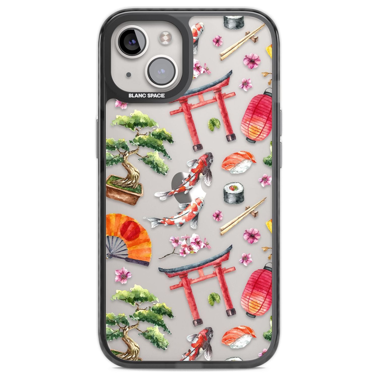Mixed Japanese Watercolour Pattern Phone Case iPhone 12 / Black Impact Case,iPhone 13 / Black Impact Case,iPhone 12 Pro / Black Impact Case,iPhone 14 / Black Impact Case,iPhone 15 Plus / Black Impact Case,iPhone 15 / Black Impact Case Blanc Space