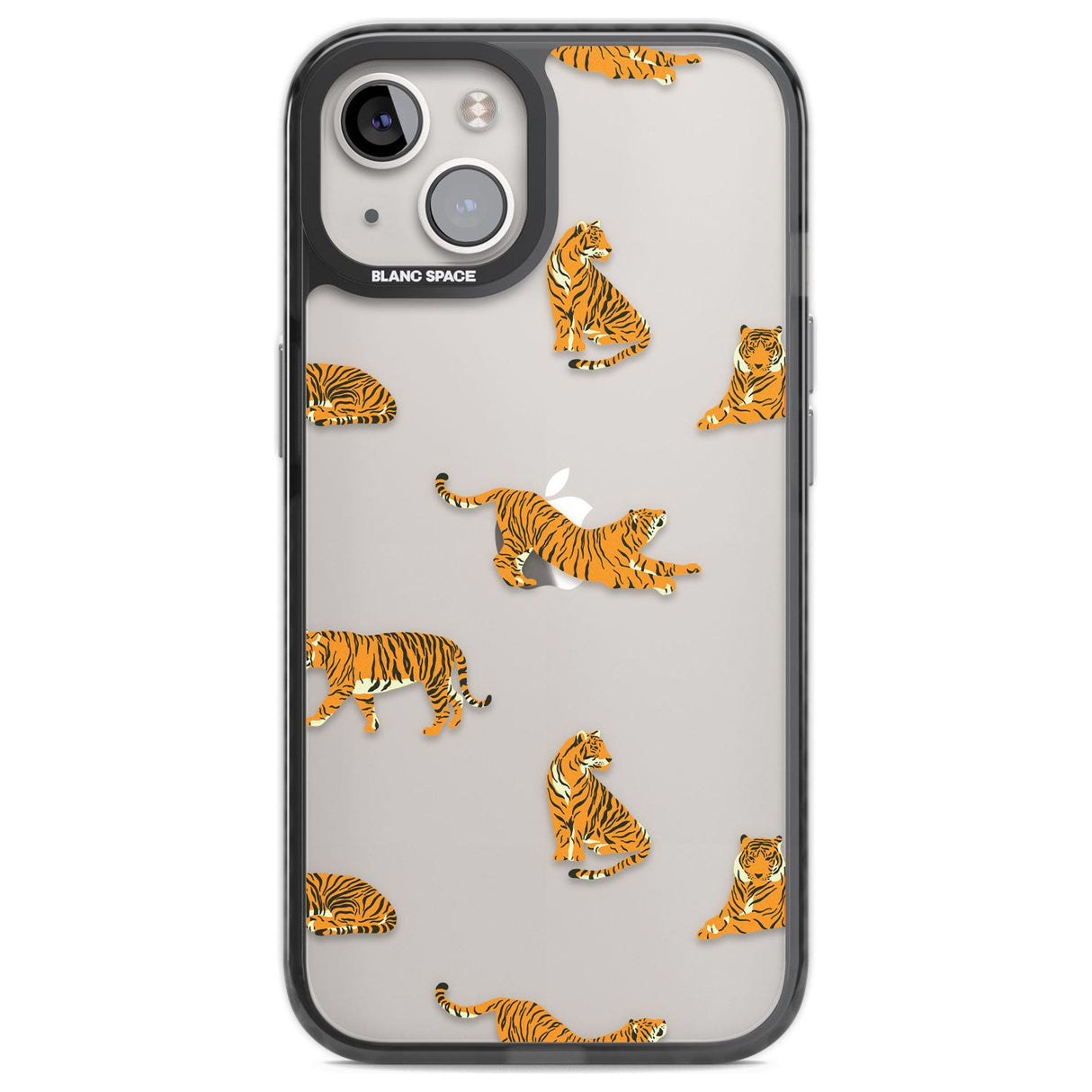 Clear Tiger Jungle Cat Pattern Phone Case iPhone 12 / Black Impact Case,iPhone 13 / Black Impact Case,iPhone 12 Pro / Black Impact Case,iPhone 14 / Black Impact Case,iPhone 15 Plus / Black Impact Case,iPhone 15 / Black Impact Case Blanc Space