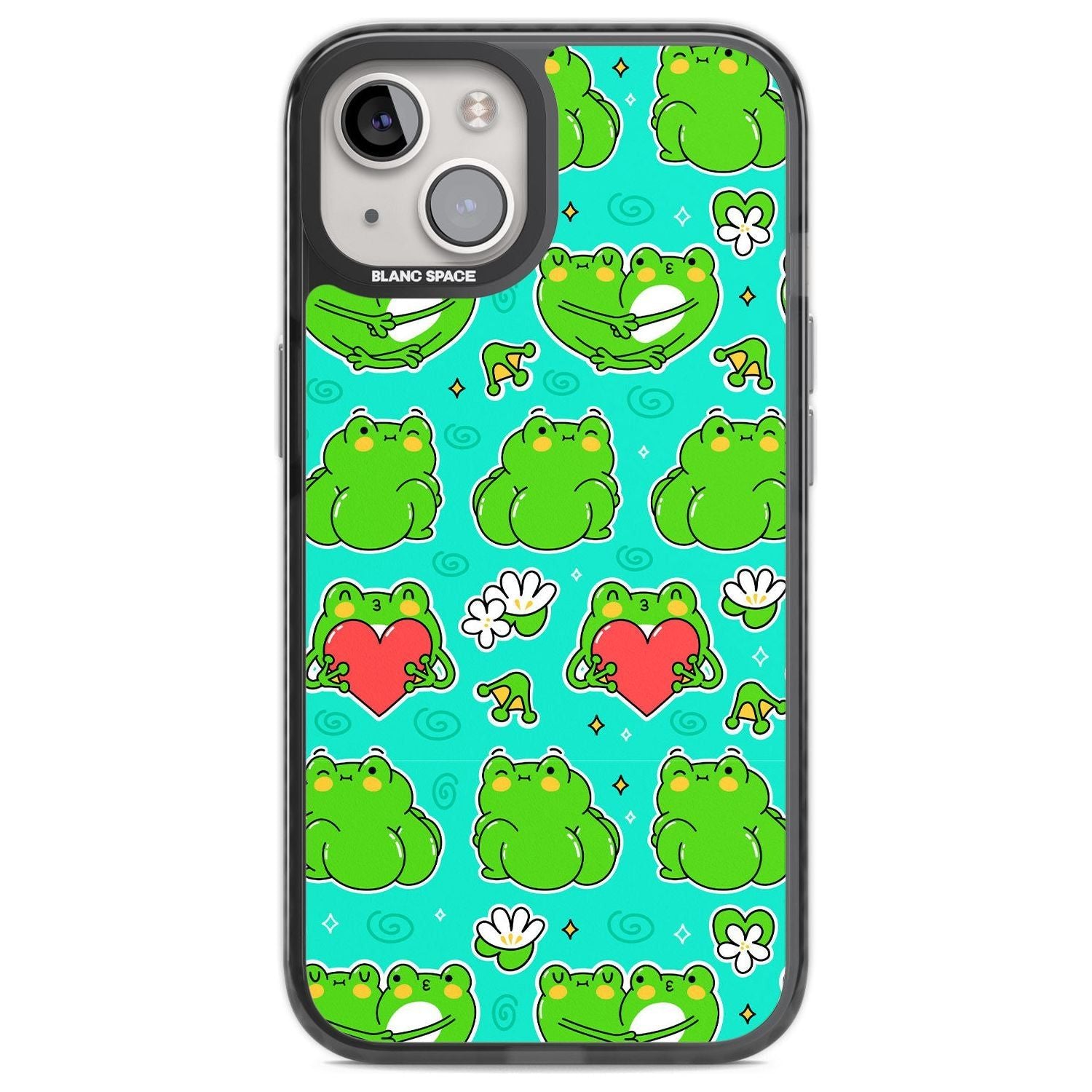 Frog Booty Kawaii Pattern Phone Case iPhone 13 / Black Impact Case,iPhone 12 Pro / Black Impact Case,iPhone 12 / Black Impact Case,iPhone 14 / Black Impact Case,iPhone 15 Plus / Black Impact Case,iPhone 15 / Black Impact Case Blanc Space