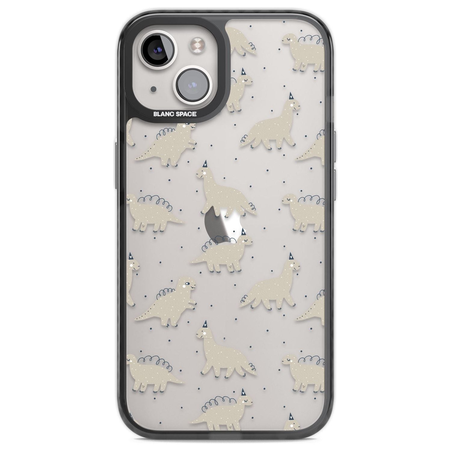 Adorable Dinosaurs Pattern (Clear) Phone Case iPhone 12 / Black Impact Case,iPhone 13 / Black Impact Case,iPhone 12 Pro / Black Impact Case,iPhone 14 / Black Impact Case,iPhone 15 Plus / Black Impact Case,iPhone 15 / Black Impact Case Blanc Space
