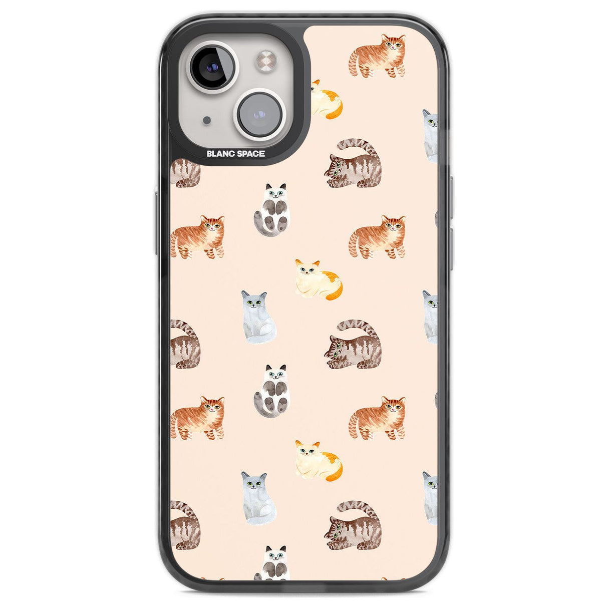 Cute Cat Pattern Phone Case iPhone 12 / Black Impact Case,iPhone 13 / Black Impact Case,iPhone 12 Pro / Black Impact Case,iPhone 14 / Black Impact Case,iPhone 15 Plus / Black Impact Case,iPhone 15 / Black Impact Case Blanc Space