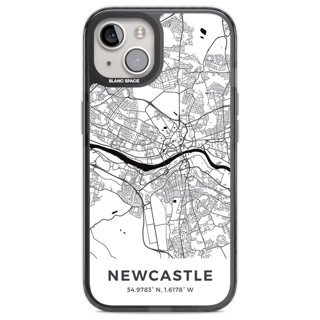 Map of Newcastle, England Phone Case iPhone 12 / Black Impact Case,iPhone 13 / Black Impact Case,iPhone 12 Pro / Black Impact Case,iPhone 14 / Black Impact Case,iPhone 15 Plus / Black Impact Case,iPhone 15 / Black Impact Case Blanc Space