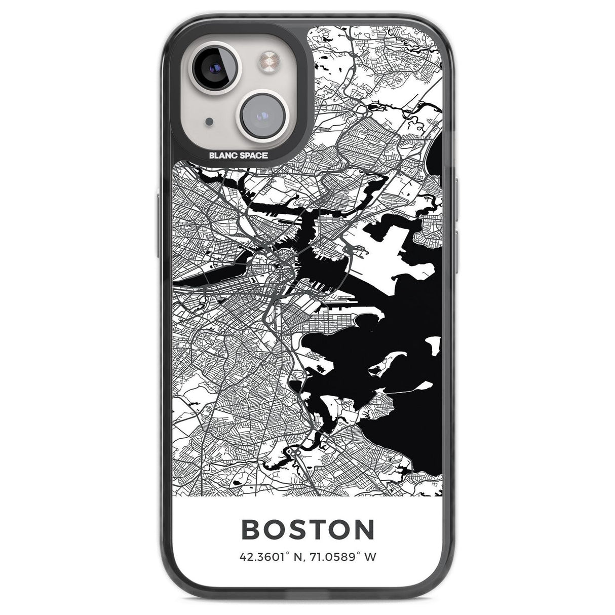 Map of Boston, Massachusetts Phone Case iPhone 12 / Black Impact Case,iPhone 13 / Black Impact Case,iPhone 12 Pro / Black Impact Case,iPhone 14 / Black Impact Case,iPhone 15 Plus / Black Impact Case,iPhone 15 / Black Impact Case Blanc Space