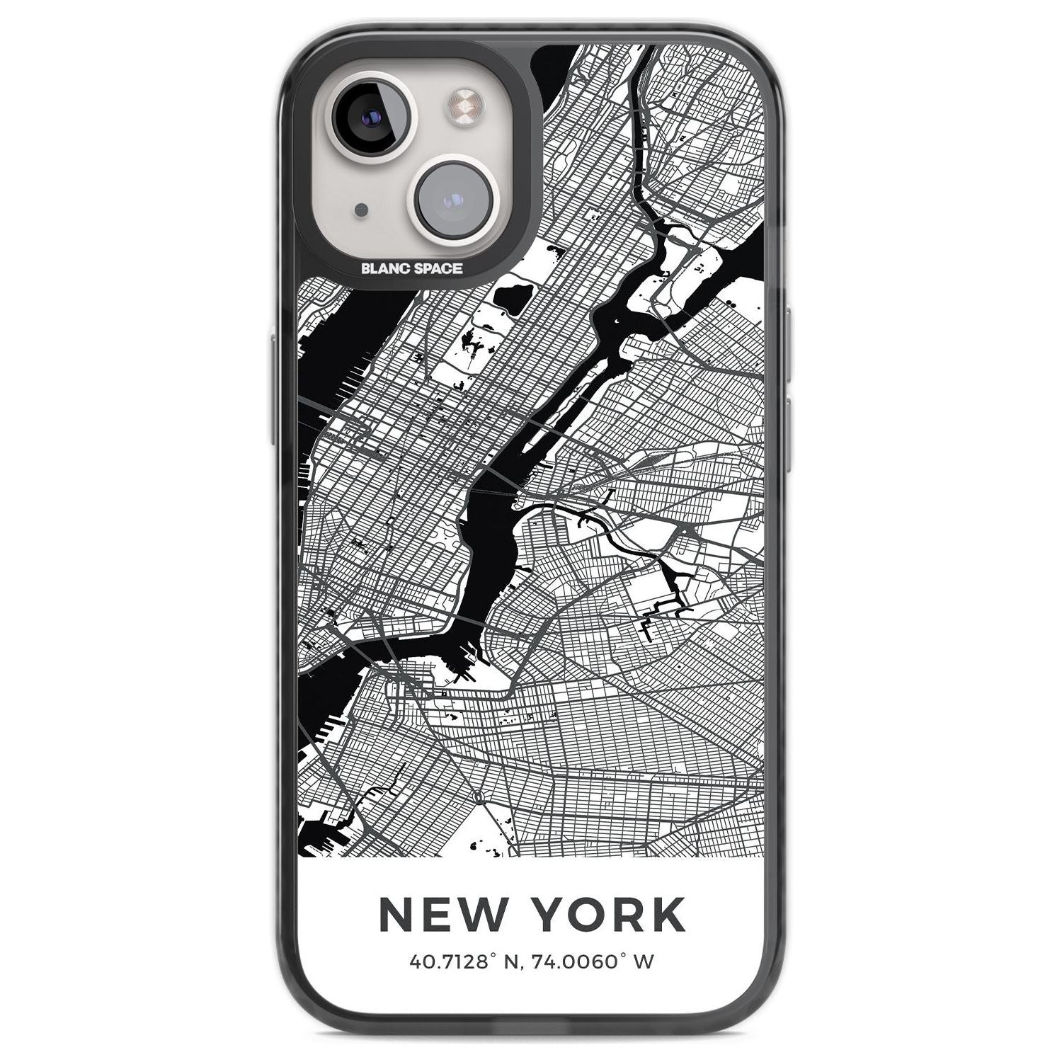 Map of New York, New York Phone Case iPhone 12 / Black Impact Case,iPhone 13 / Black Impact Case,iPhone 12 Pro / Black Impact Case,iPhone 14 / Black Impact Case,iPhone 15 Plus / Black Impact Case,iPhone 15 / Black Impact Case Blanc Space