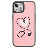 Medical Inspired Design Stethoscope Heart Phone Case iPhone 12 / Black Impact Case,iPhone 13 / Black Impact Case,iPhone 12 Pro / Black Impact Case,iPhone 14 / Black Impact Case,iPhone 15 Plus / Black Impact Case,iPhone 15 / Black Impact Case Blanc Space