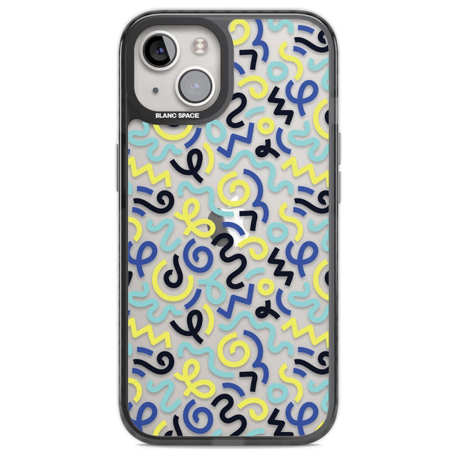 Blue & Yellow Shapes Memphis Retro Pattern Design Phone Case iPhone 12 / Black Impact Case,iPhone 13 / Black Impact Case,iPhone 12 Pro / Black Impact Case,iPhone 14 / Black Impact Case,iPhone 15 Pro Max / Black Impact Case,iPhone 15 Plus / Black Impact Case,iPhone 15 / Black Impact Case Blanc Space