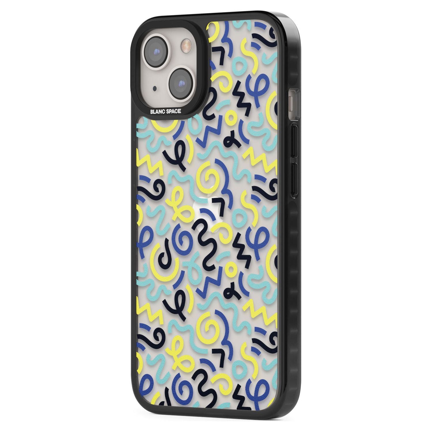 Blue & Yellow Shapes Memphis Retro Pattern Design
