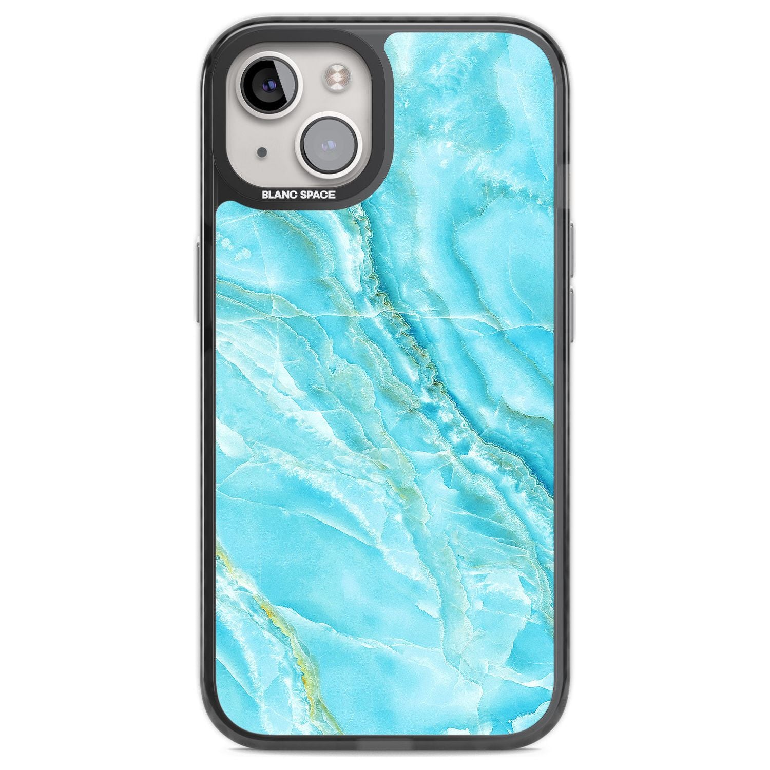 Bright Blue Onyx Marble Phone Case iPhone 12 / Black Impact Case,iPhone 13 / Black Impact Case,iPhone 12 Pro / Black Impact Case,iPhone 14 / Black Impact Case,iPhone 15 Plus / Black Impact Case,iPhone 15 / Black Impact Case Blanc Space