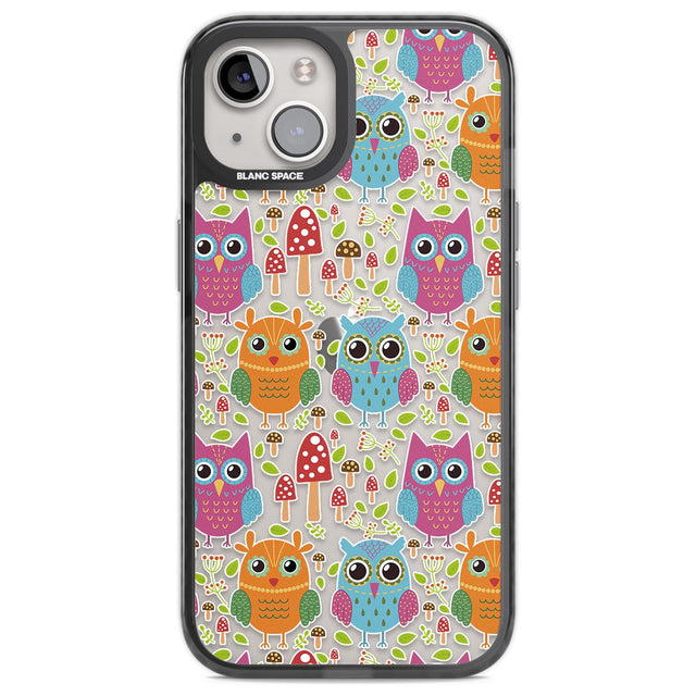 Forrest Owl Clear Pattern Phone Case iPhone 13 / Black Impact Case,iPhone 14 / Black Impact Case,iPhone 15 / Black Impact Case,iPhone 15 Plus / Black Impact Case Blanc Space
