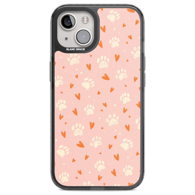 Paws & Hearts Pattern Phone Case iPhone 12 / Black Impact Case,iPhone 13 / Black Impact Case,iPhone 12 Pro / Black Impact Case,iPhone 14 / Black Impact Case,iPhone 15 Plus / Black Impact Case,iPhone 15 / Black Impact Case Blanc Space