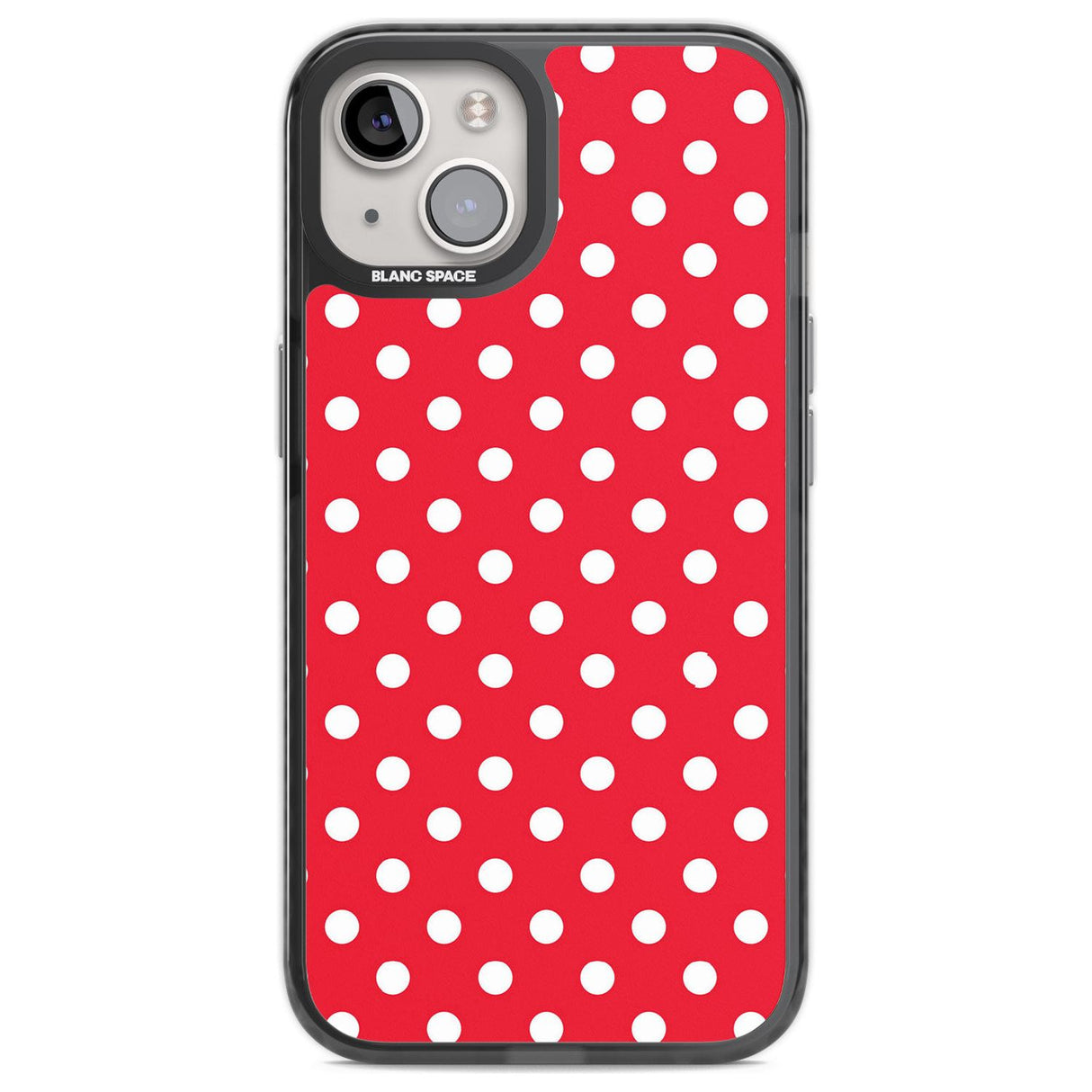 Designer Lava Red Polka Dot Phone Case iPhone 13 / Black Impact Case,iPhone 14 / Black Impact Case,iPhone 15 / Black Impact Case,iPhone 15 Plus / Black Impact Case Blanc Space