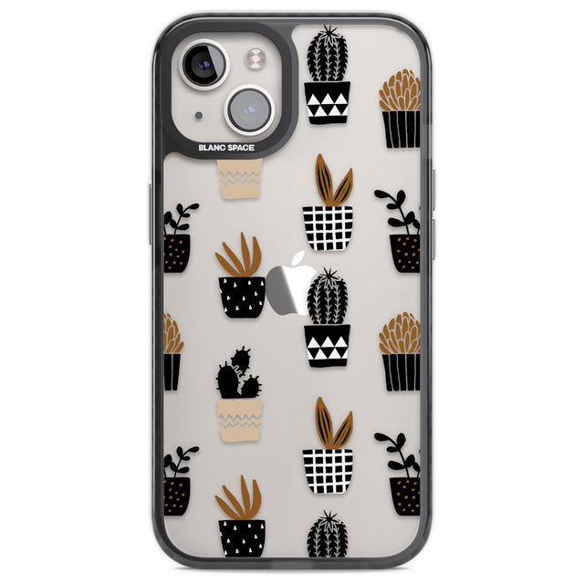 Large Mixed Plants Pattern - Clear Phone Case iPhone 12 / Black Impact Case,iPhone 12 Pro / Black Impact Case,iPhone 13 / Black Impact Case,iPhone 14 / Black Impact Case,iPhone 15 / Black Impact Case,iPhone 15 Plus / Black Impact Case Blanc Space