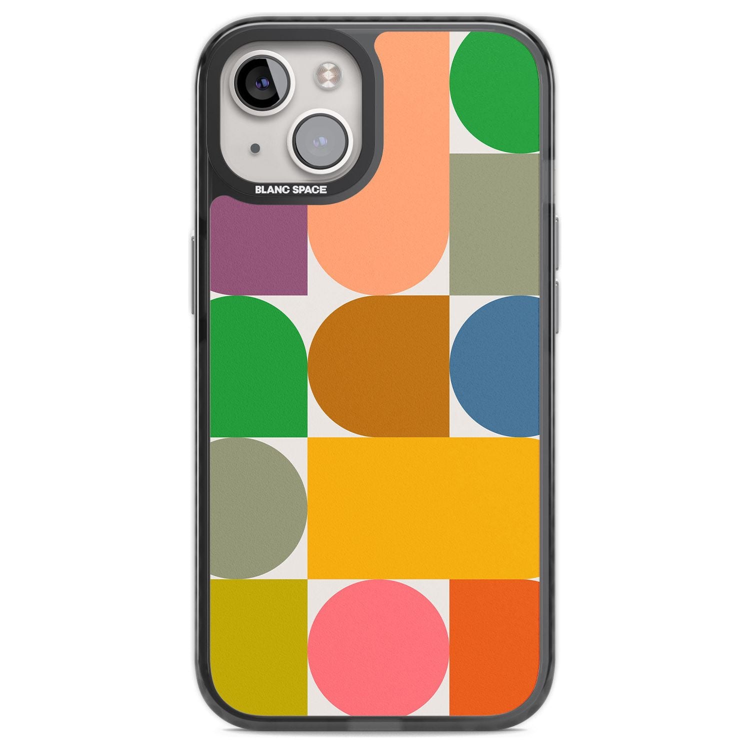 Abstract Retro Shapes: Rainbow Mix Phone Case iPhone 12 / Black Impact Case,iPhone 13 / Black Impact Case,iPhone 12 Pro / Black Impact Case,iPhone 14 / Black Impact Case,iPhone 15 Plus / Black Impact Case,iPhone 15 / Black Impact Case Blanc Space