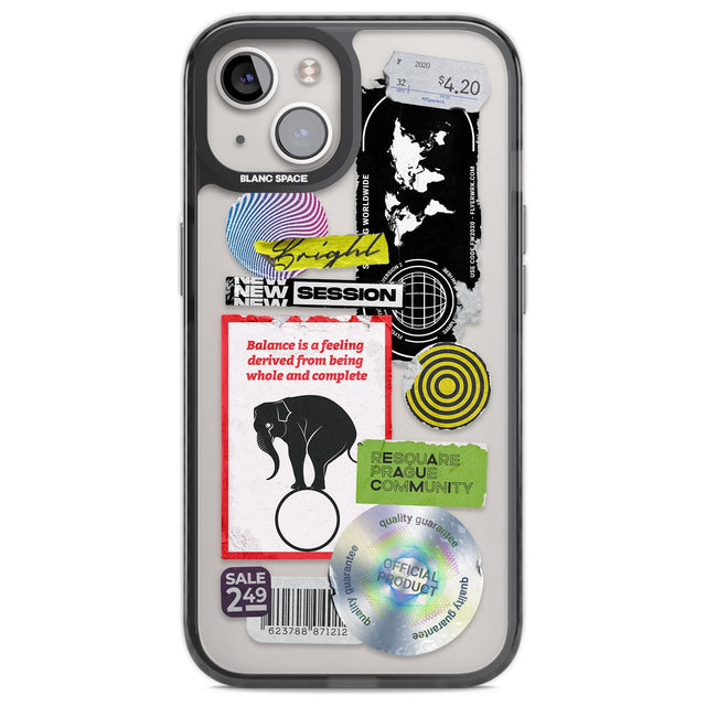 Peeled Sticker Mix Phone Case iPhone 12 / Black Impact Case,iPhone 13 / Black Impact Case,iPhone 12 Pro / Black Impact Case,iPhone 14 / Black Impact Case,iPhone 15 Plus / Black Impact Case,iPhone 15 / Black Impact Case Blanc Space